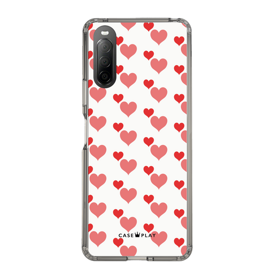 スリムプロテクションケース［ Stripe Hearts - Red ］