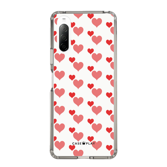 スリムプロテクションケース［ Stripe Hearts - Red ］