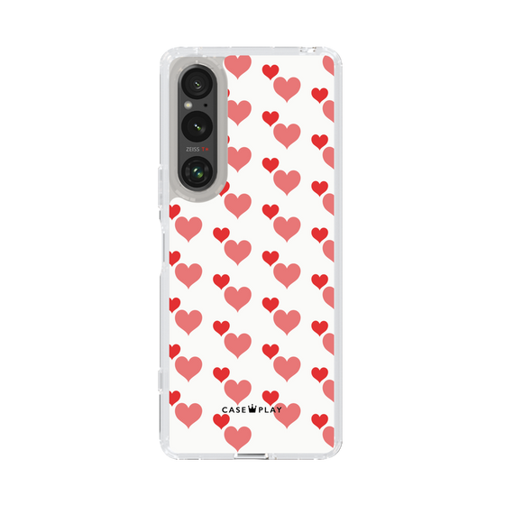 スリムプロテクションケース［ Stripe Hearts - Red ］