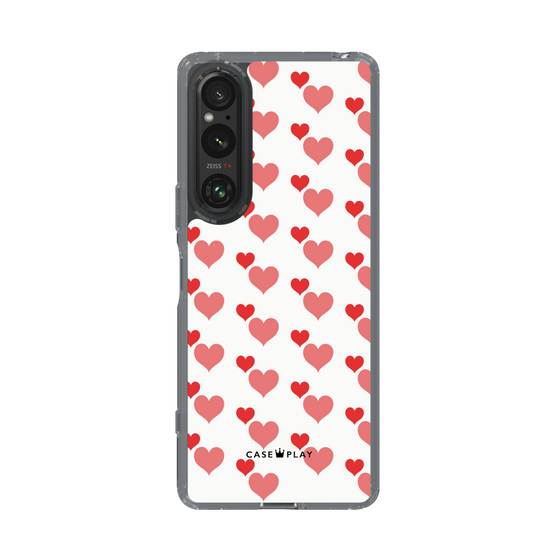 スリムプロテクションケース［ Stripe Hearts - Red ］