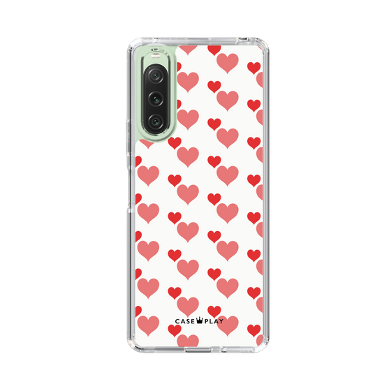スリムプロテクションケース［ Stripe Hearts - Red ］