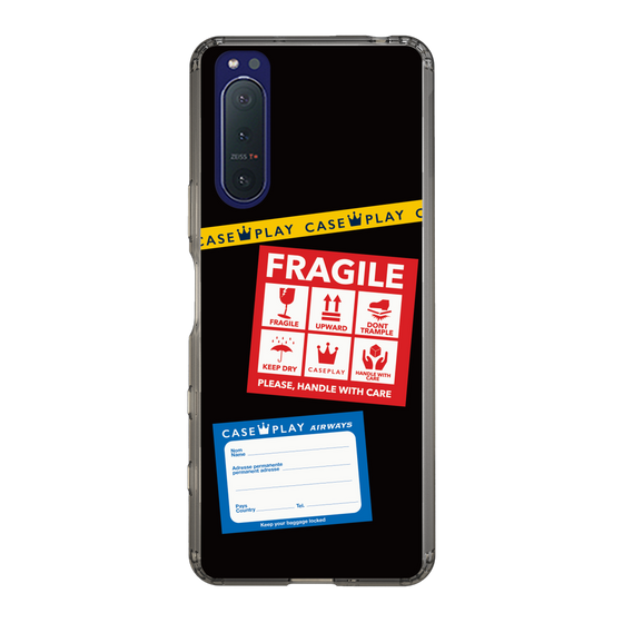 スリムプロテクションケース［ FRAGILE Stickers - Black ］