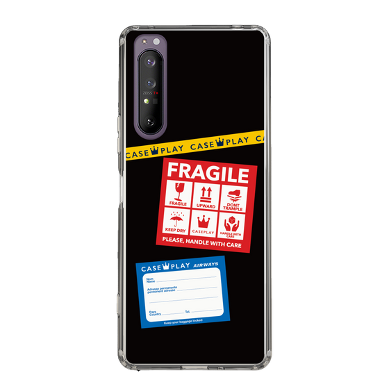 スリムプロテクションケース［ FRAGILE Stickers - Black ］
