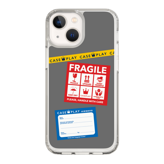 スリムプロテクションケース［ FRAGILE Stickers - Gray ］