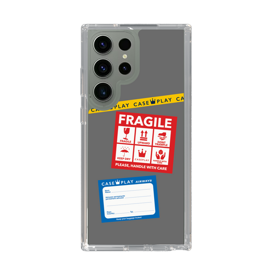 スリムプロテクションケース［ FRAGILE Stickers - Gray ］