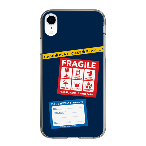 スリムプロテクションケース［ FRAGILE Stickers - Navy ］