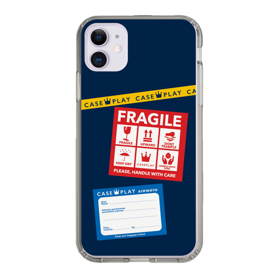 スリムプロテクションケース［ FRAGILE Stickers - Navy ］