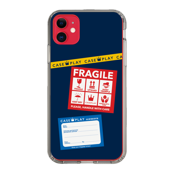 スリムプロテクションケース［ FRAGILE Stickers - Navy ］