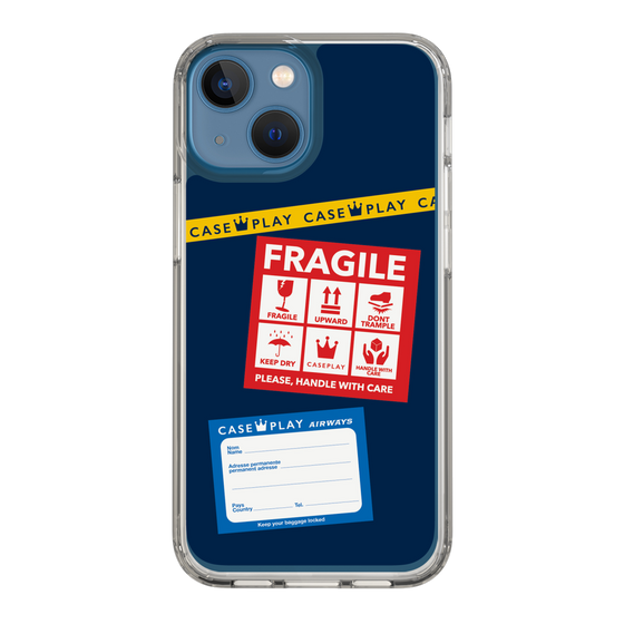 スリムプロテクションケース［ FRAGILE Stickers - Navy ］