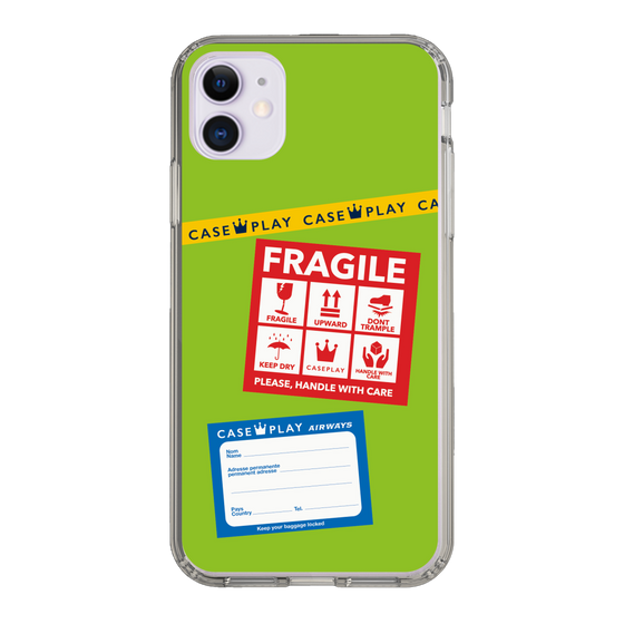スリムプロテクションケース［ FRAGILE Stickers - Green ］
