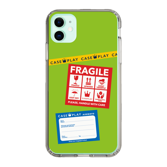 スリムプロテクションケース［ FRAGILE Stickers - Green ］