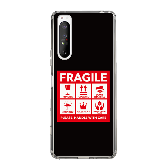 スリムプロテクションケース［ FRAGILE Sticker - Black ］