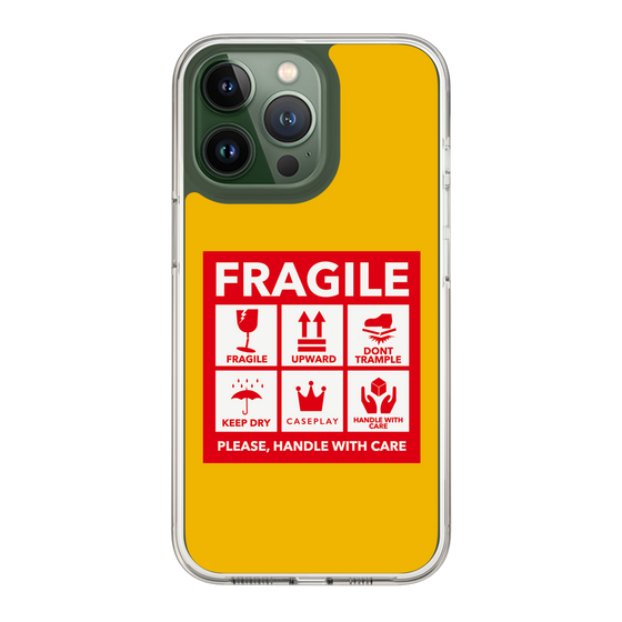 スリムプロテクションケース［ FRAGILE Sticker - Yellow ］