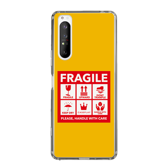 スリムプロテクションケース［ FRAGILE Sticker - Yellow ］