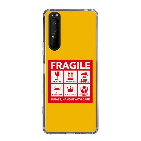 スリムプロテクションケース［ FRAGILE Sticker - Yellow ］