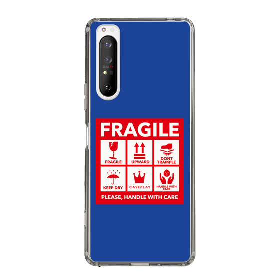 スリムプロテクションケース［ FRAGILE Sticker - Blue ］