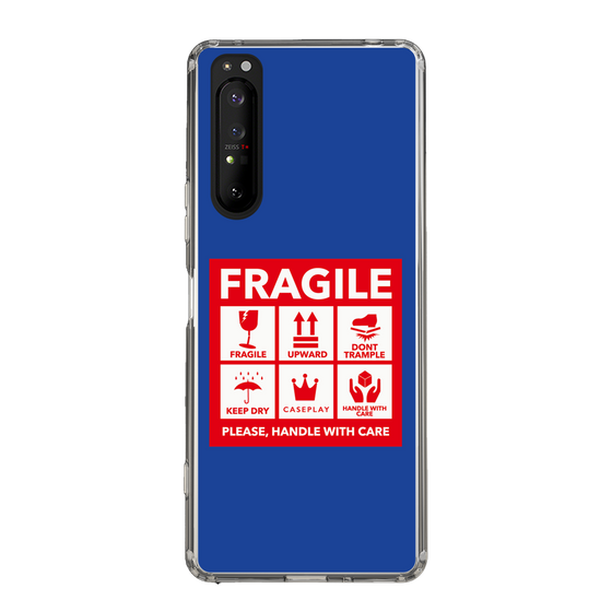 スリムプロテクションケース［ FRAGILE Sticker - Blue ］