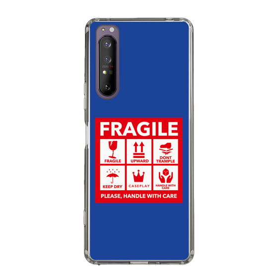 スリムプロテクションケース［ FRAGILE Sticker - Blue ］