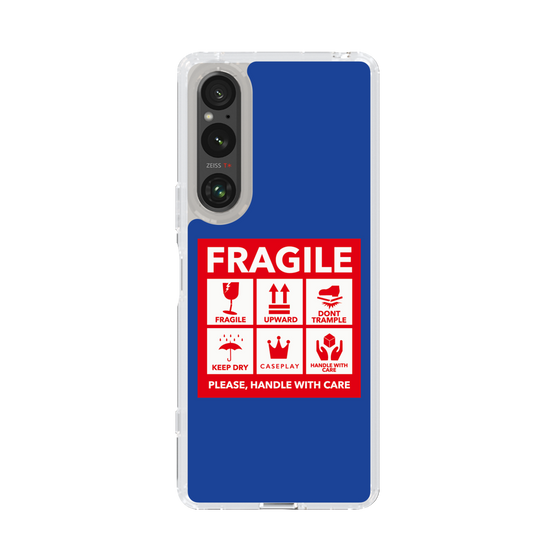 スリムプロテクションケース［ FRAGILE Sticker - Blue ］