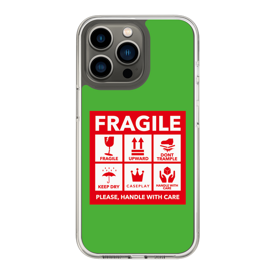 スリムプロテクションケース［ FRAGILE Sticker - Green ］