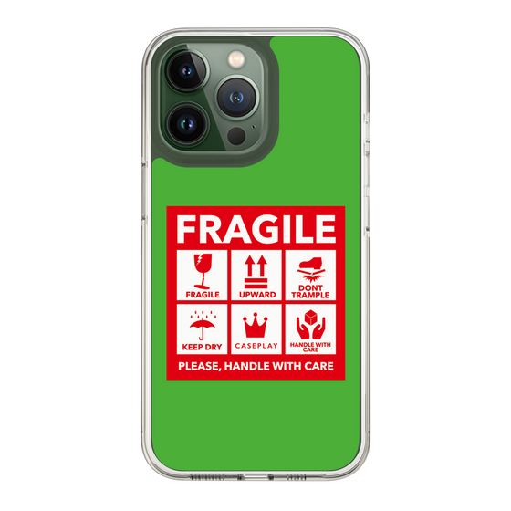 スリムプロテクションケース［ FRAGILE Sticker - Green ］