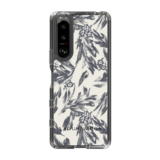 スリムプロテクションケース［ LAGUNAMOON - ボタニカルジャガード - White×Black ］