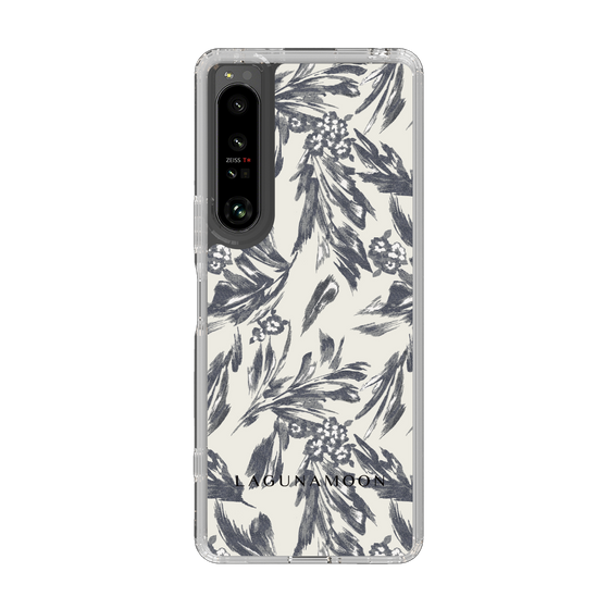 スリムプロテクションケース［ LAGUNAMOON - ボタニカルジャガード - White×Black ］