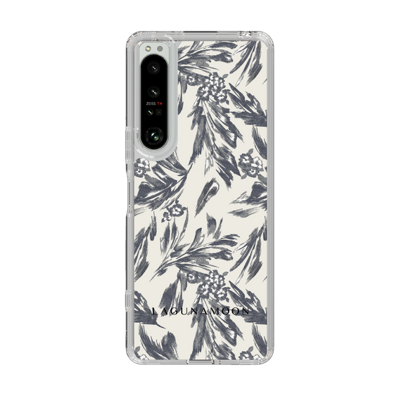 スリムプロテクションケース［ LAGUNAMOON - ボタニカルジャガード - White×Black ］