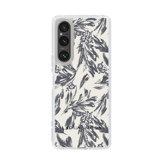 スリムプロテクションケース［ LAGUNAMOON - ボタニカルジャガード - White×Black ］