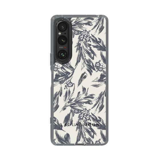 スリムプロテクションケース［ LAGUNAMOON - ボタニカルジャガード - White×Black ］
