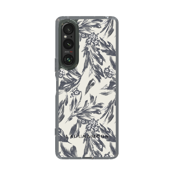 スリムプロテクションケース［ LAGUNAMOON - ボタニカルジャガード - White×Black ］
