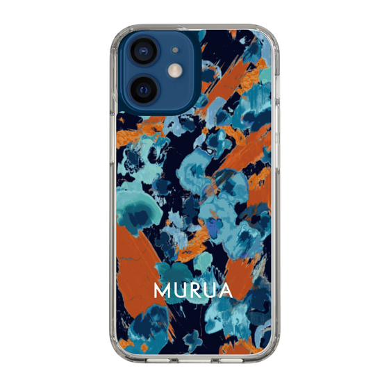 スリムプロテクションケース［ MURUA - アートプリント - Navy × Orange ］