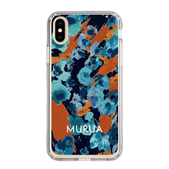 スリムプロテクションケース［ MURUA - アートプリント - Navy × Orange ］