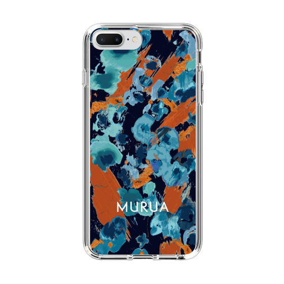 スリムプロテクションケース［ MURUA - アートプリント - Navy × Orange ］