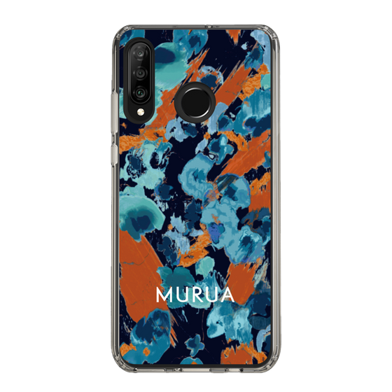 スリムプロテクションケース［ MURUA - アートプリント - Navy × Orange ］