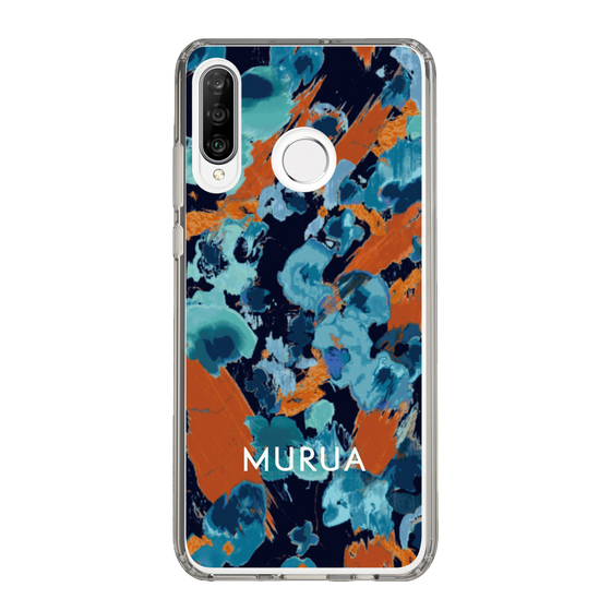 スリムプロテクションケース［ MURUA - プリント - Blue × Orange ］