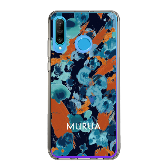 スリムプロテクションケース［ MURUA - プリント - Blue × Orange ］