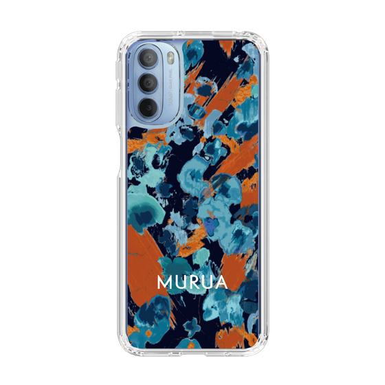 スリムプロテクションケース［ MURUA - アートプリント - Navy × Orange ］