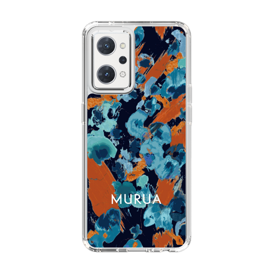 スリムプロテクションケース［ MURUA - アートプリント - Navy × Orange ］