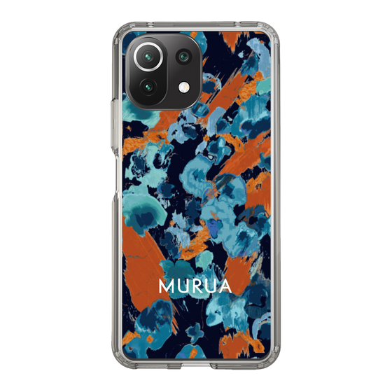 スリムプロテクションケース［ MURUA - アートプリント - Navy × Orange ］