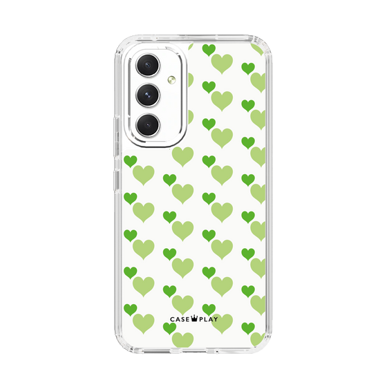 スリムプロテクションケース［ Stripe Hearts - Green ］