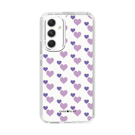 スリムプロテクションケース［ Stripe Hearts - Purple ］