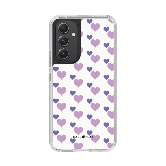 スリムプロテクションケース［ Stripe Hearts - Purple ］