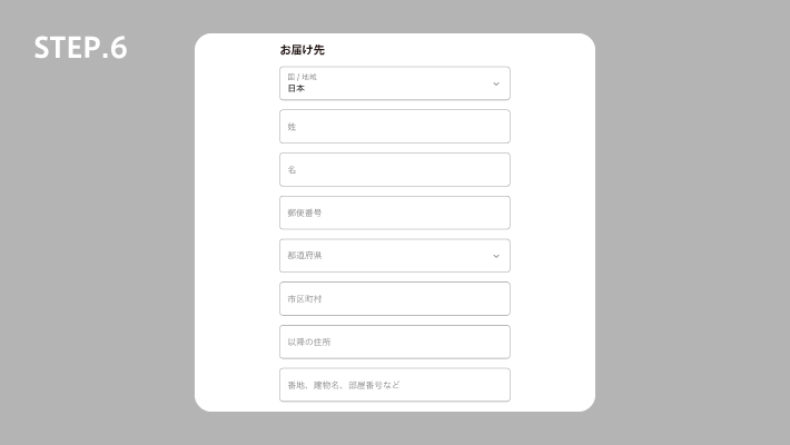 連絡先、お届け先を入力し、入力内容に問題がないかご確認ください。